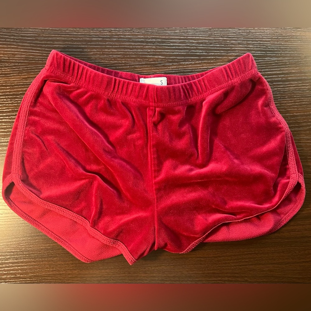 Soft, comfortable, velvet shorts that are suitable for lounging and casual wear
